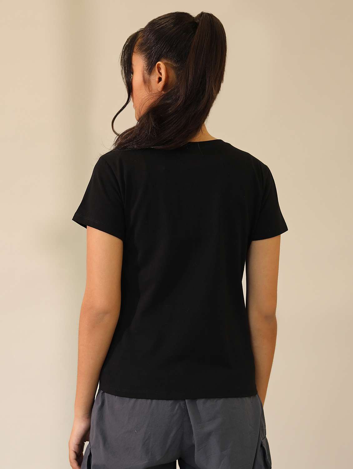 women solid cotton modal short sleeves t-shirt - 21164625 -  Standard Image - 4