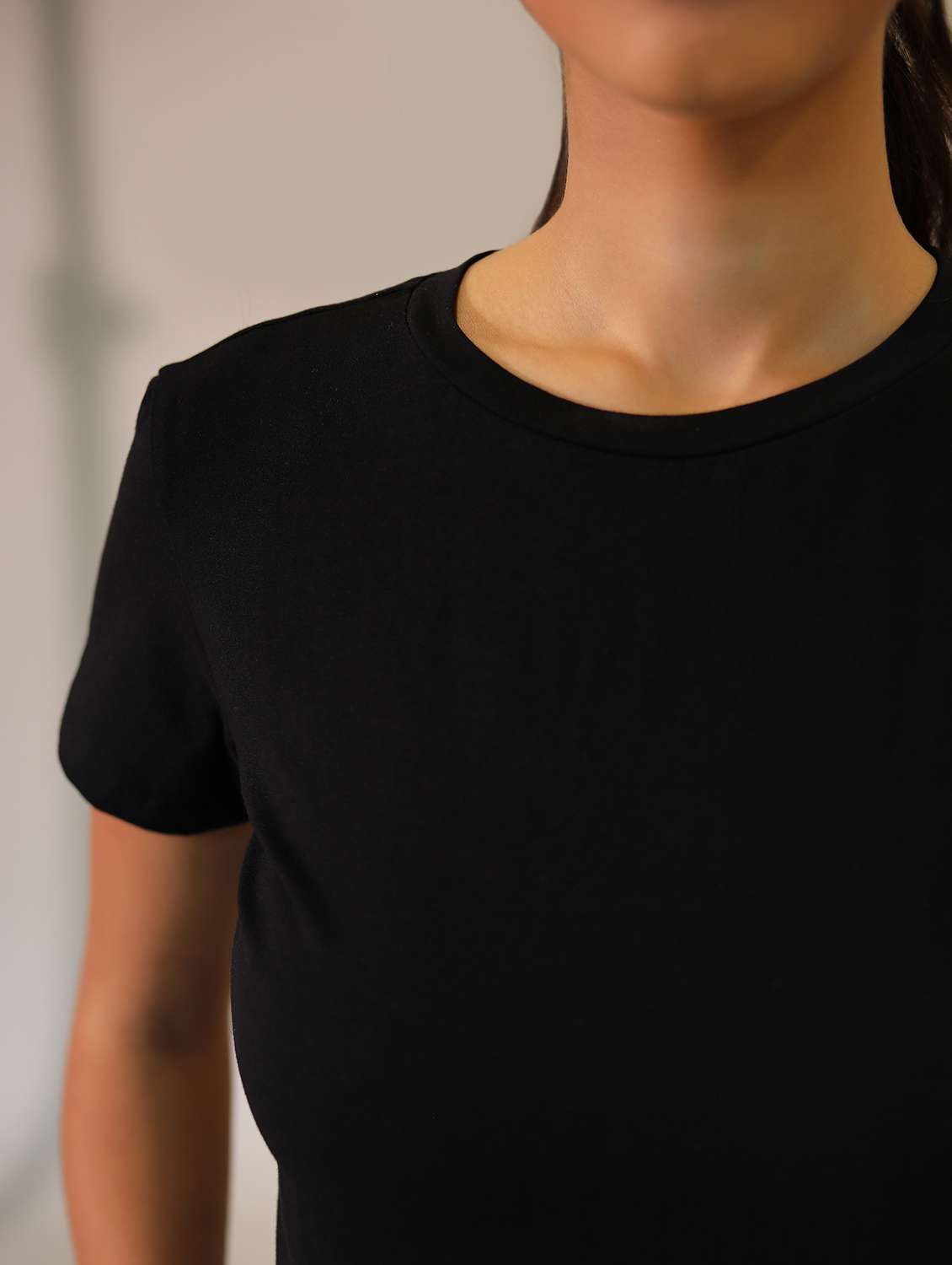 women solid cotton modal short sleeves t-shirt - 21164625 -  Standard Image - 6