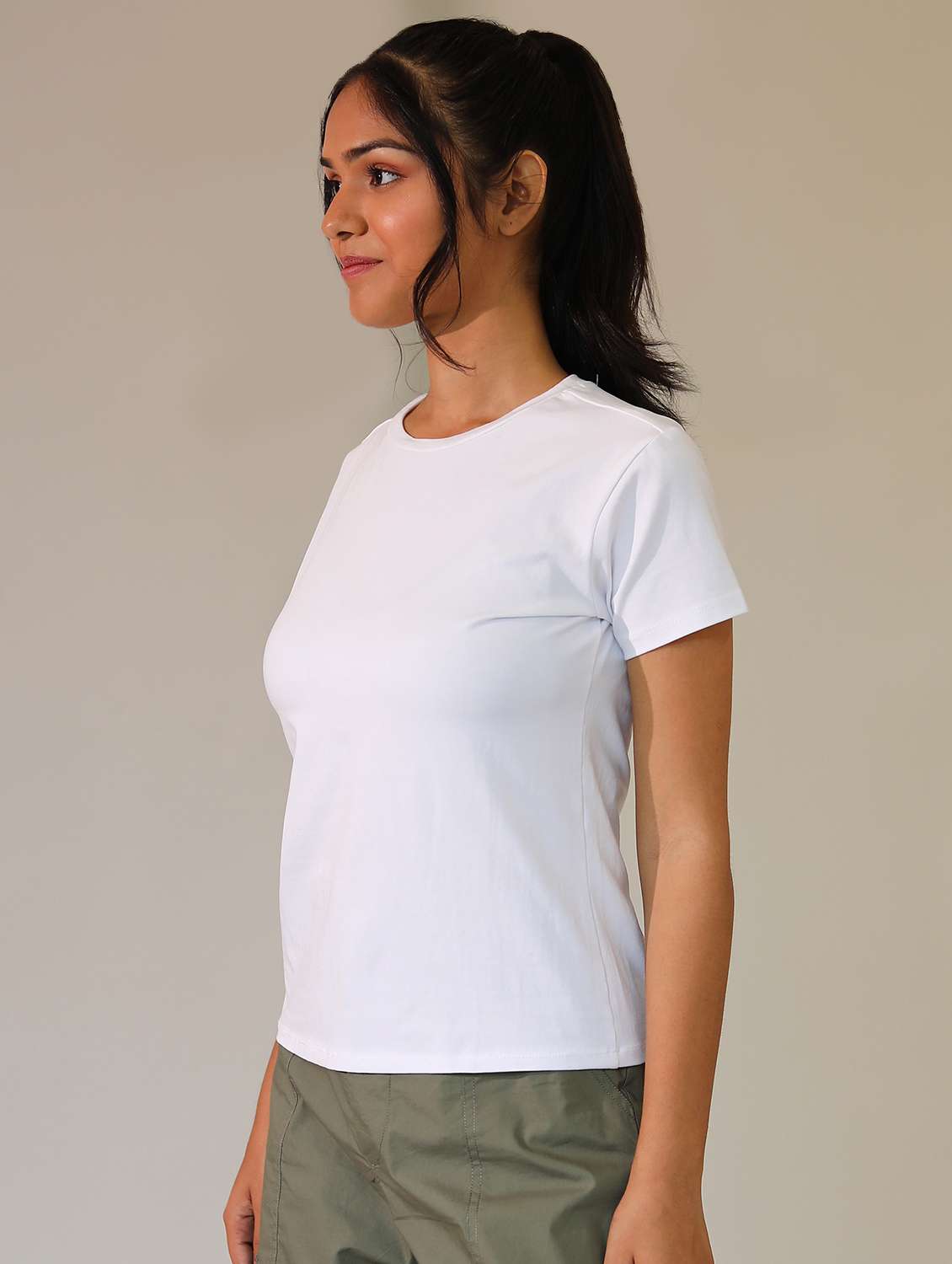women solid cotton modal short sleeves t-shirt - 21164626 -  Standard Image - 4