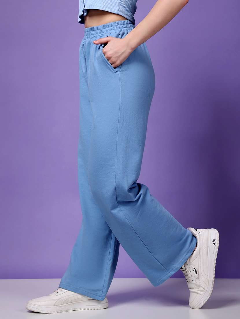 women mid rise solid wide leg trouser - 21166277 -  Standard Image - 1