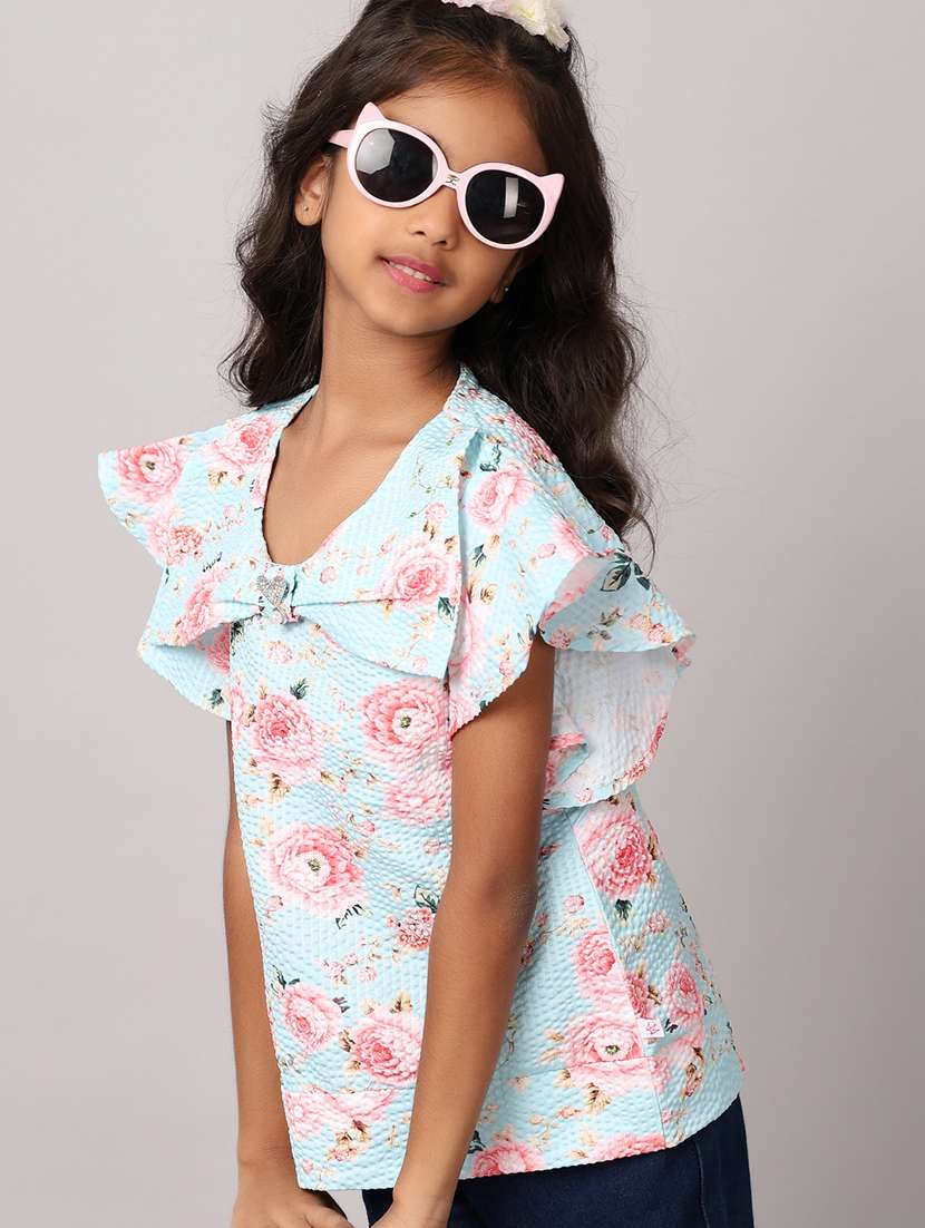 girls green floral printed top - 21166889 -  Standard Image - 1