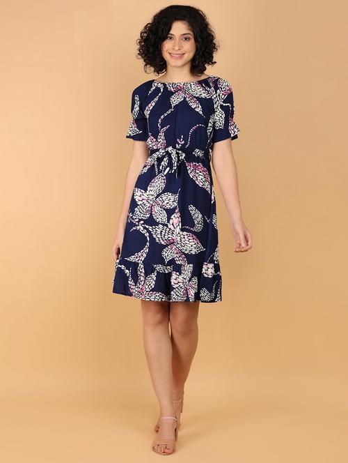 women printed boat print a-line dress - 21166890 - Standard Image - 0