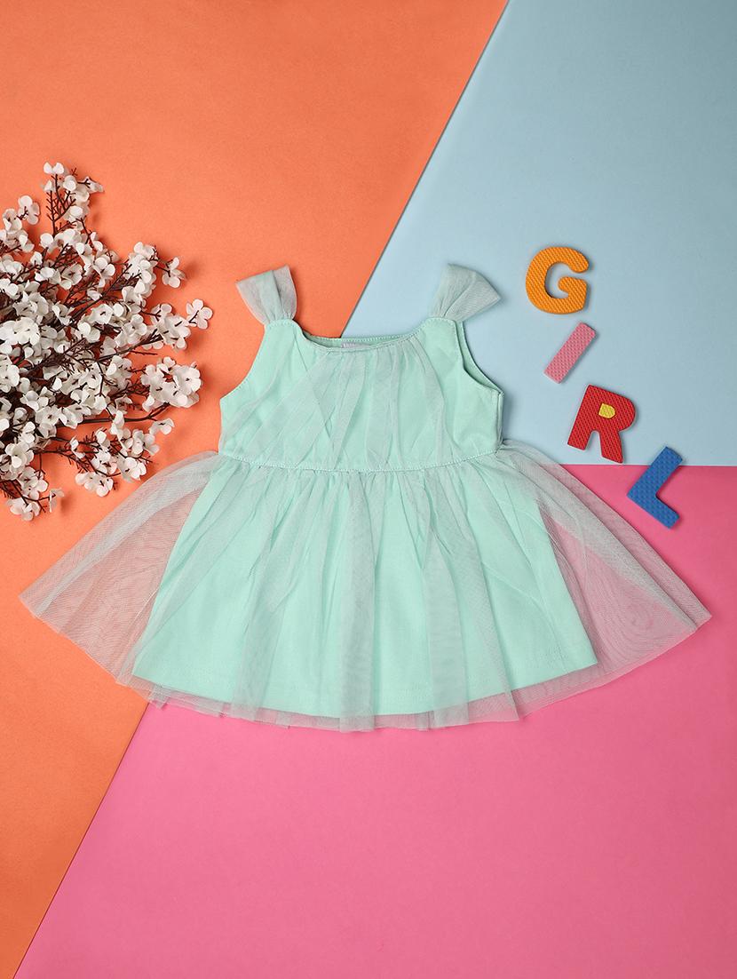 kids green polyester frock - 21166924 -  Standard Image - 1