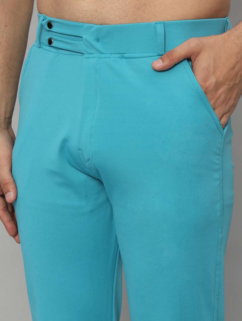 blue lycra tailored casual trouser - 21167277 - Standard Image - 6