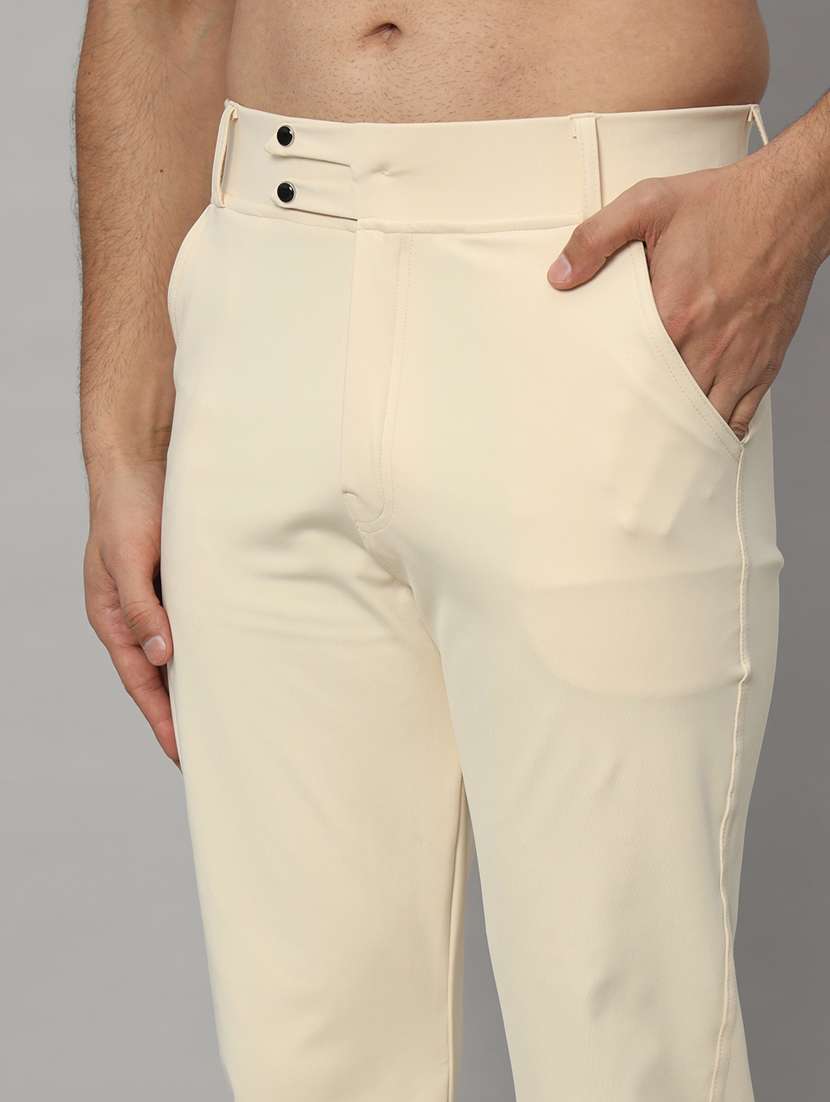 beige lycra tailored casual trouser - 21167285 -  Standard Image - 6