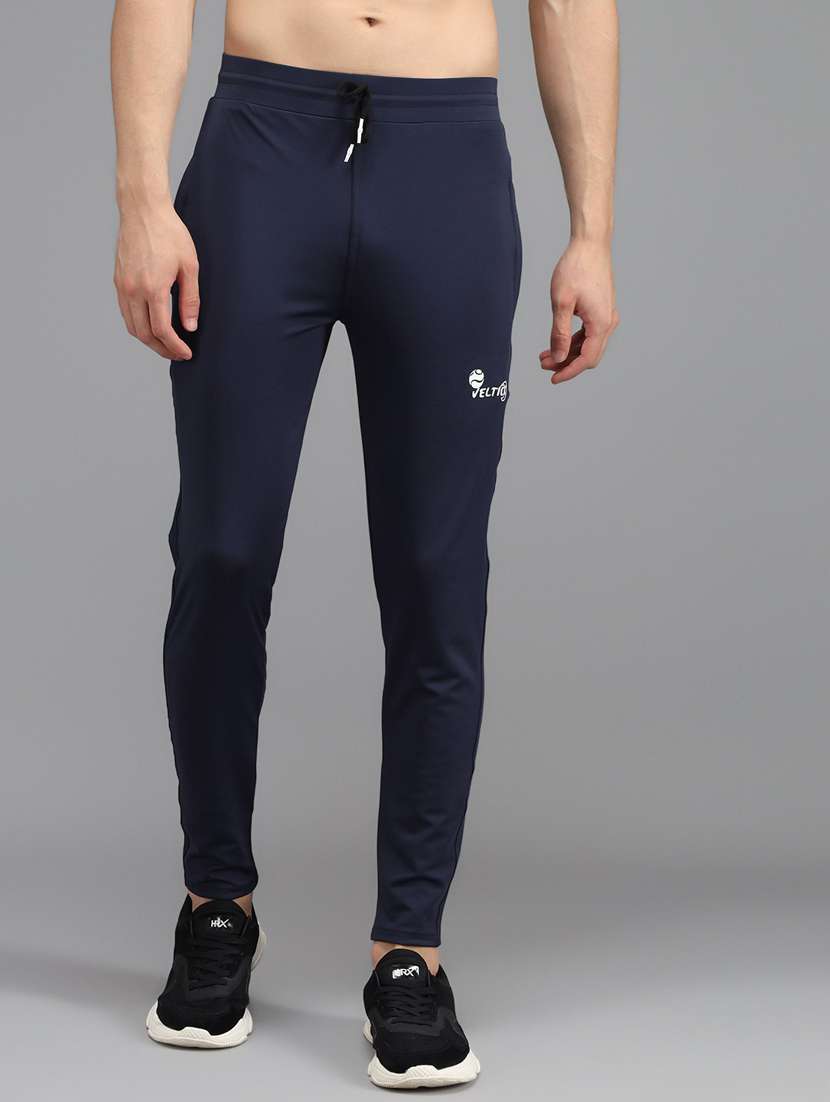 men solid lycra ankle length track pant