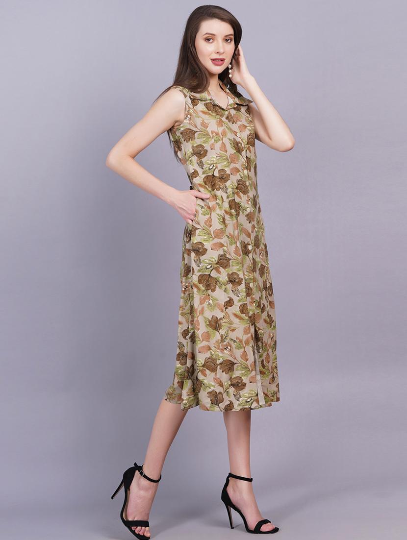 brown rayon a-line kurta - 21167391 -  Standard Image - 1