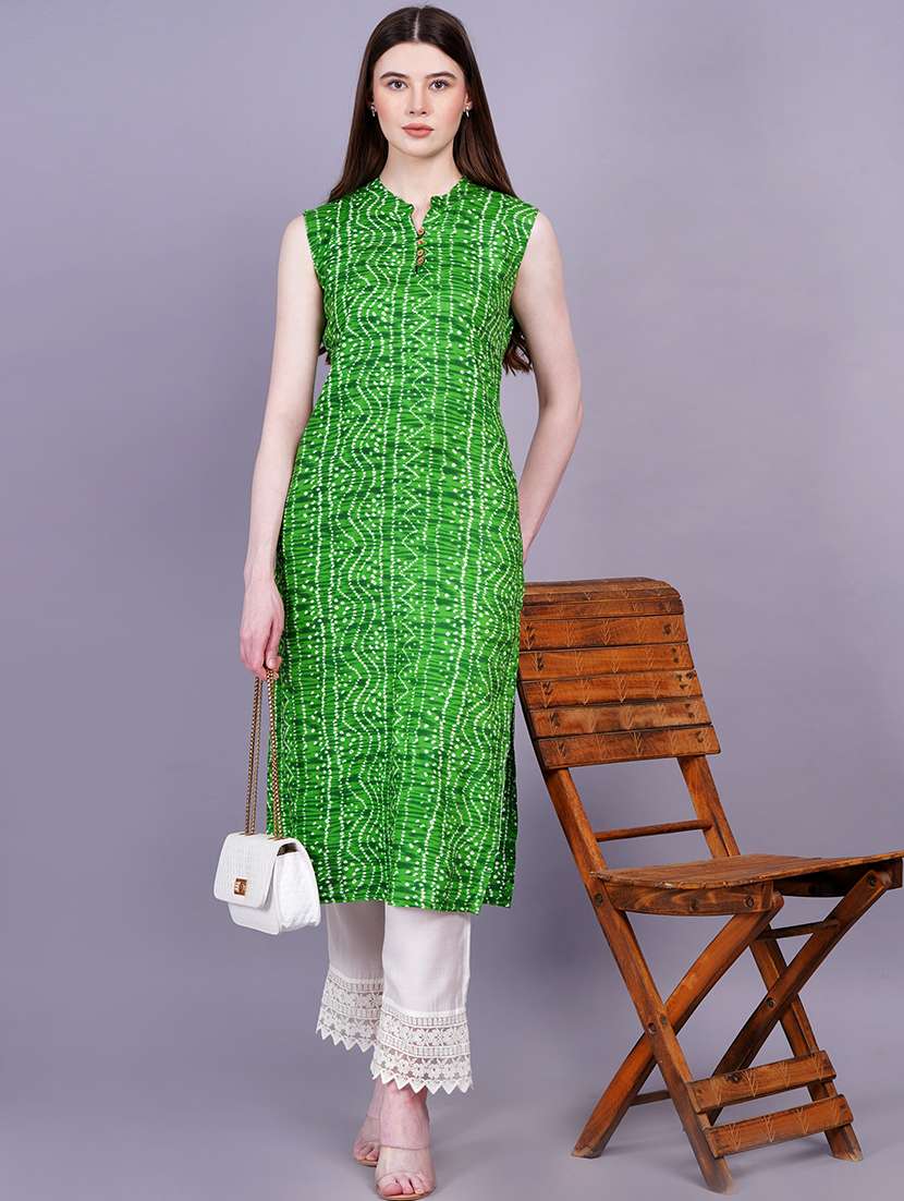 women bandhani print straight kurta