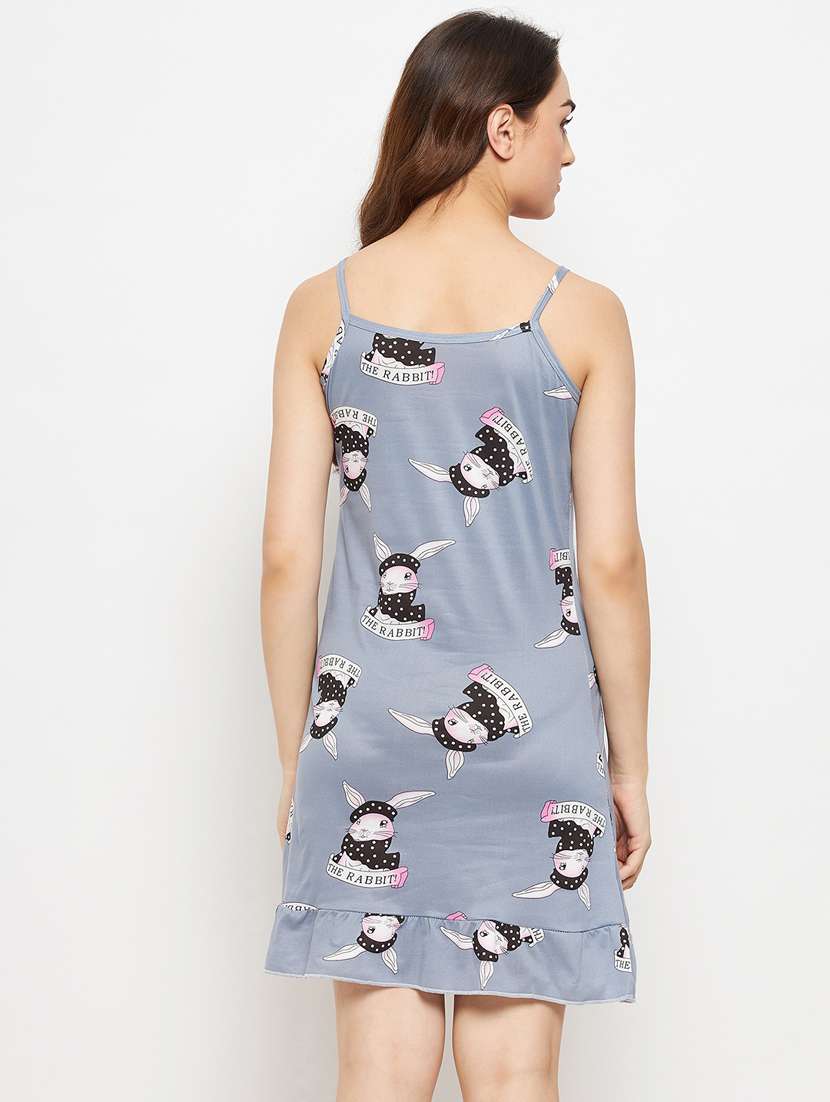 grey printed viscose sleepshirt - 21167400 -  Standard Image - 4