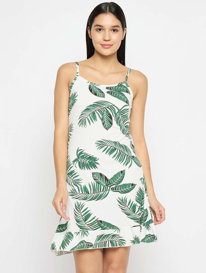 white printed viscose sleepshirt