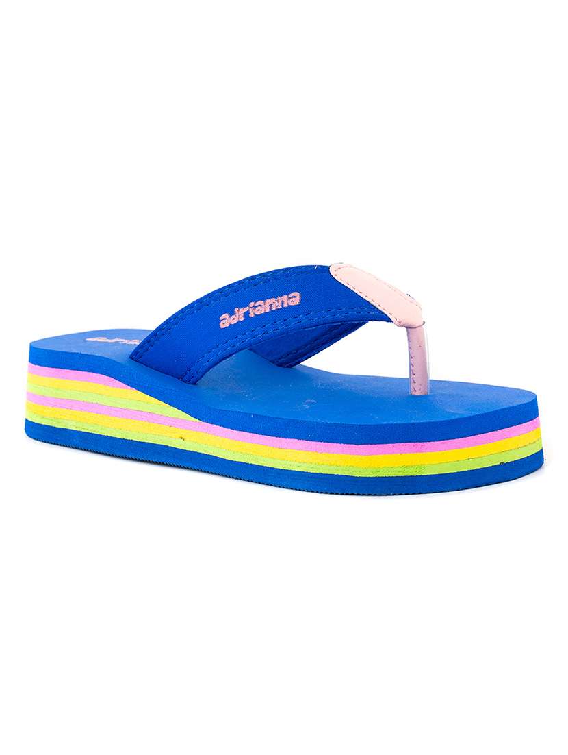 blue detailed flip flop slippers 
