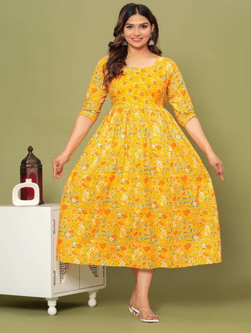 women yellow round neck maternity wear dress - 21167586 -  Standard Image - 4