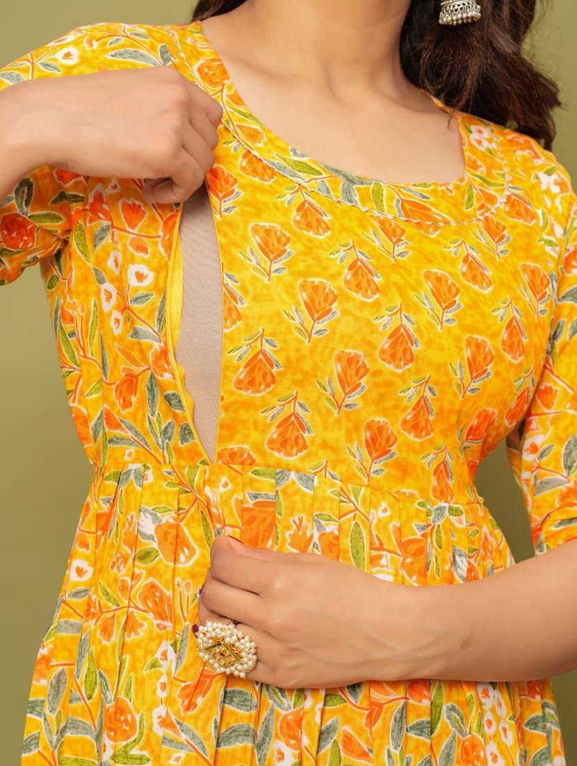 women yellow round neck maternity wear dress - 21167586 -  Standard Image - 6
