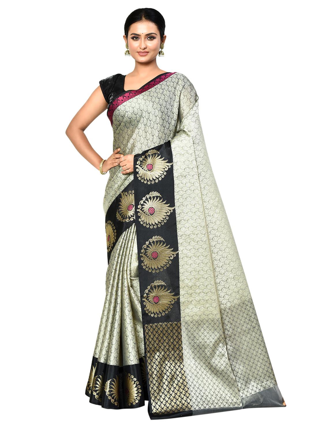 beige organza banarasi saree with blouse - 21167812 - Zoom Image - 0