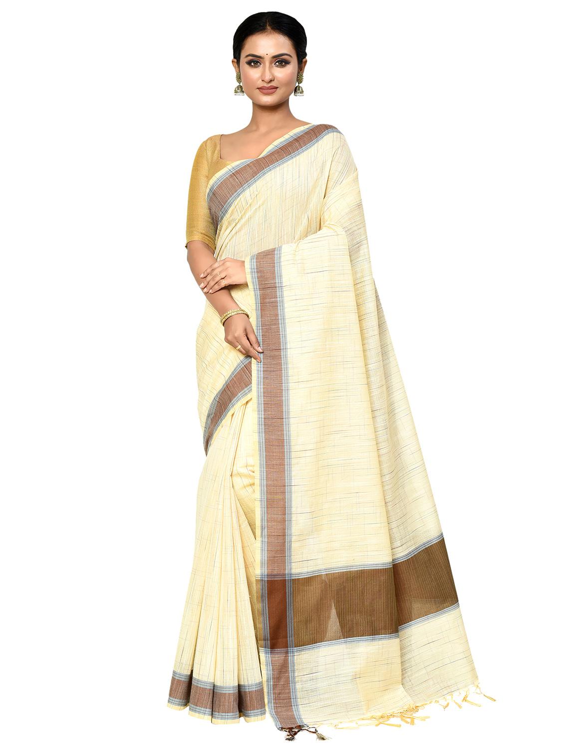 beige banarasi saree with blouse - 21167817 - Zoom Image - 0