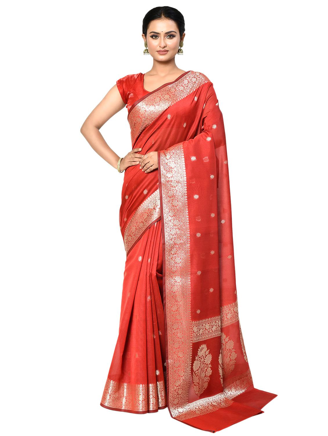 red banarasi saree with blouse - 21167831 - Zoom Image - 0
