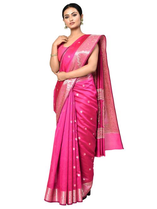 pink banarasi saree with blouse - 21167832 -  Standard Image - 0