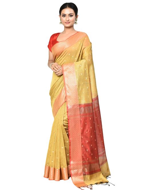 beige banarasi saree with blouse - 21167840 - Standard Image - 0