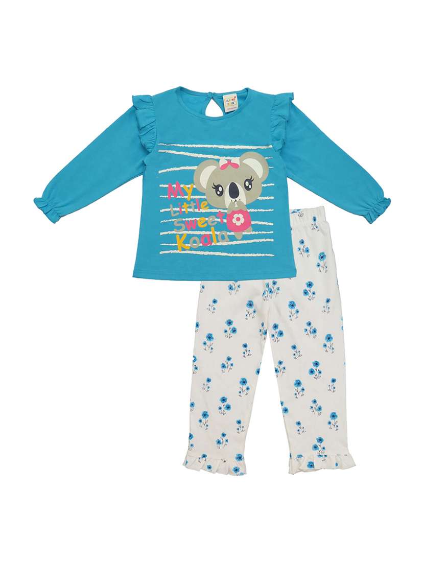 girls printed full length set