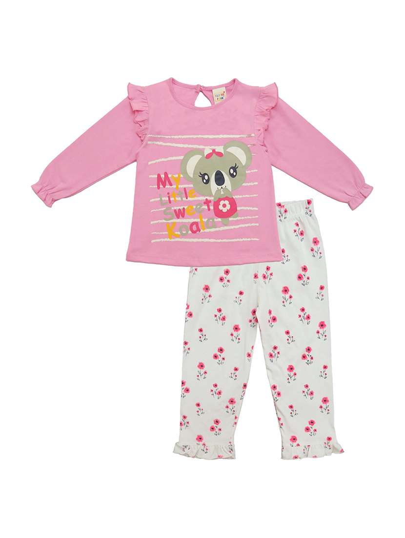 girls printed full length set