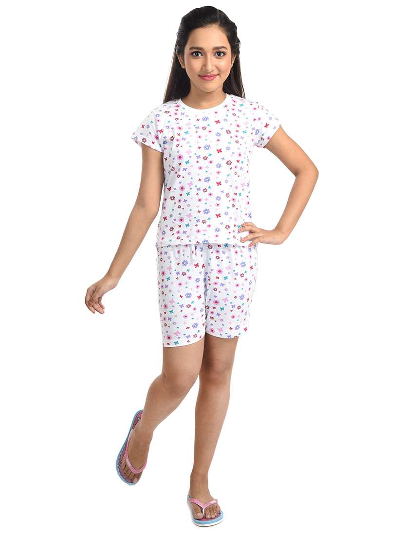 girls floral printed casual shorts set