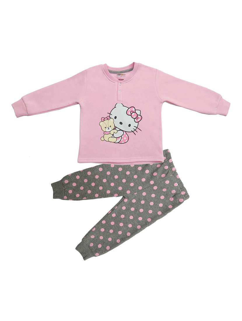 girls graphic printed full length set