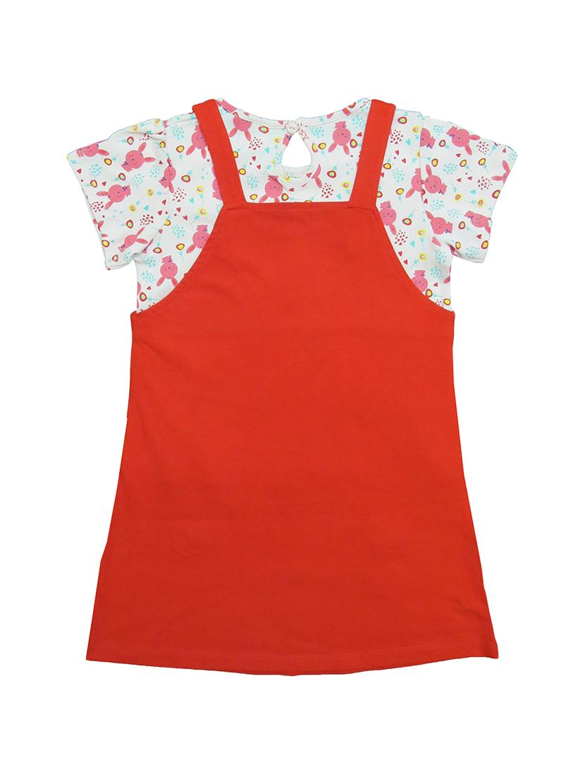 girls round neck printed dungaree - 21168066 - Standard Image - 1