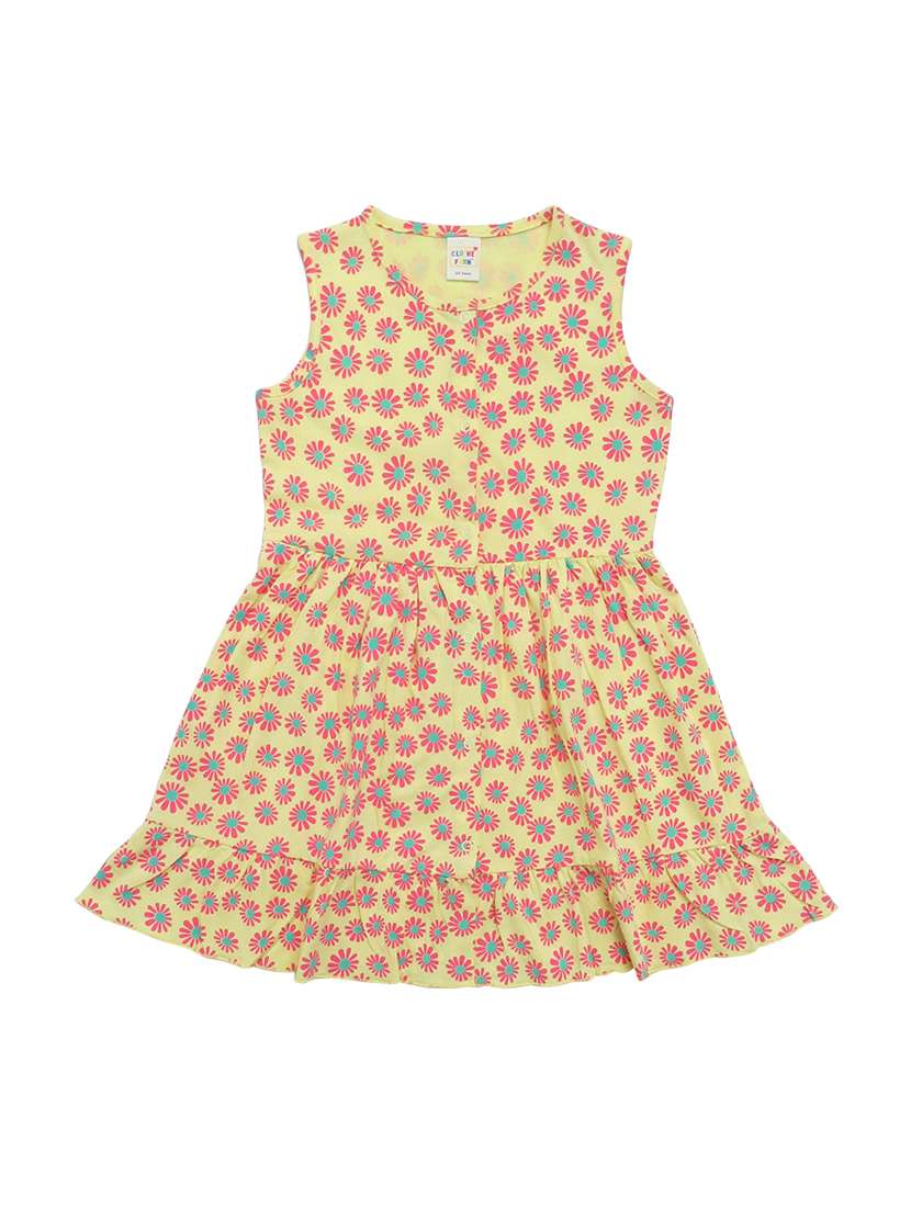 girls round neck printed frock