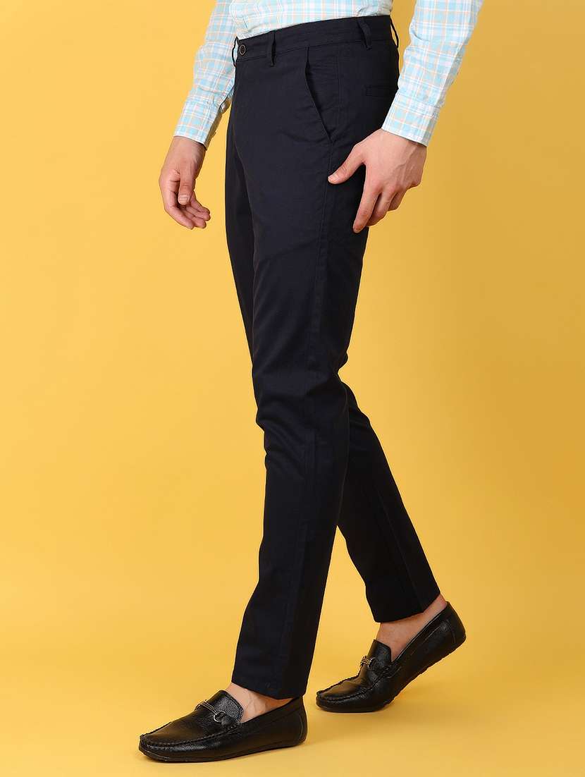 navy blue cotton blend formal trouser - 21168842 -  Standard Image - 1