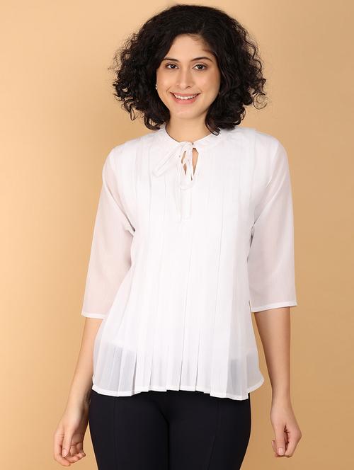 women solid tie up neck top - 21168874 -  Standard Image - 0