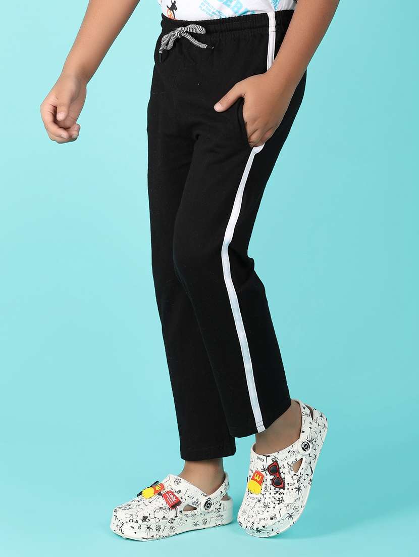 boys black side taped track pants - 21168887 -  Standard Image - 1