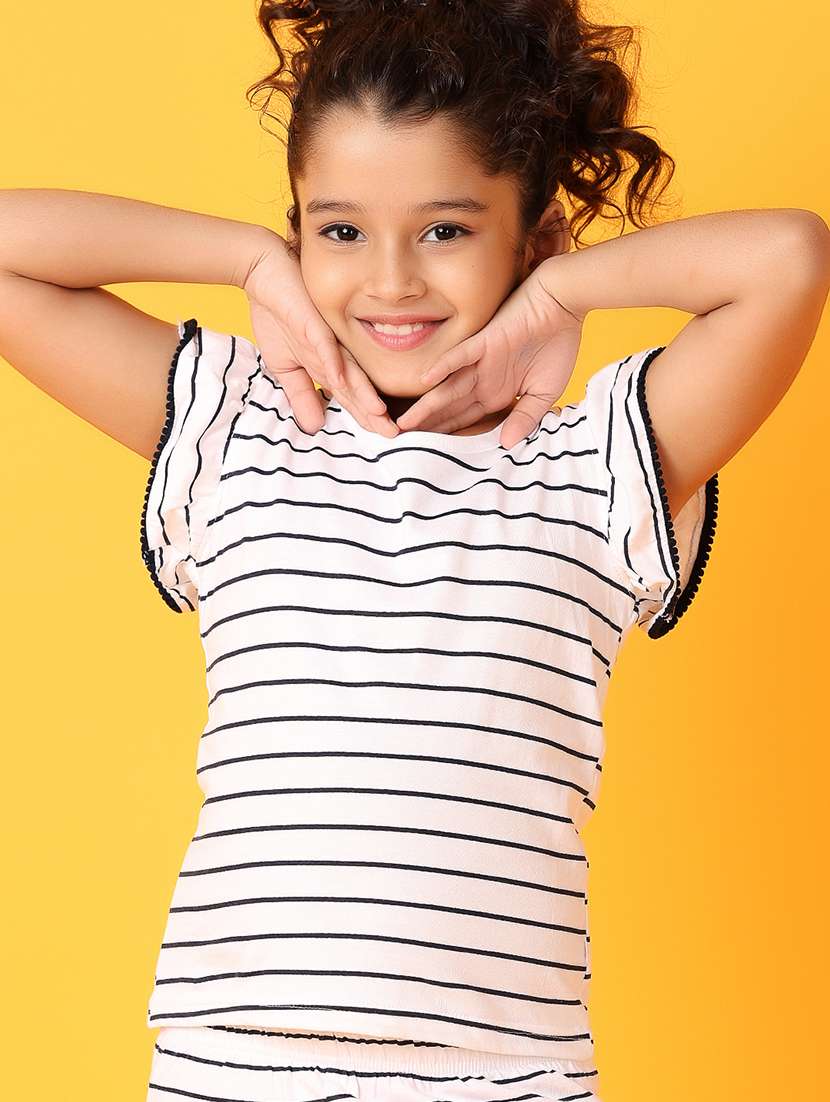 girls white stripes shorts set - 21168929 -  Standard Image - 4