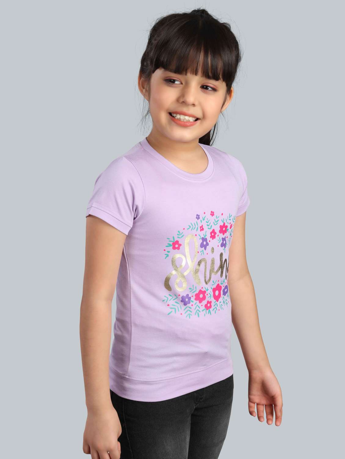 girls round neck graphic printed tees - 21169037 -  Standard Image - 1