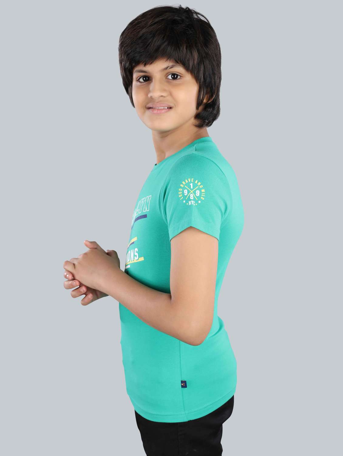 boys round neck typographic printed t-shirt - 21169044 -  Standard Image - 1