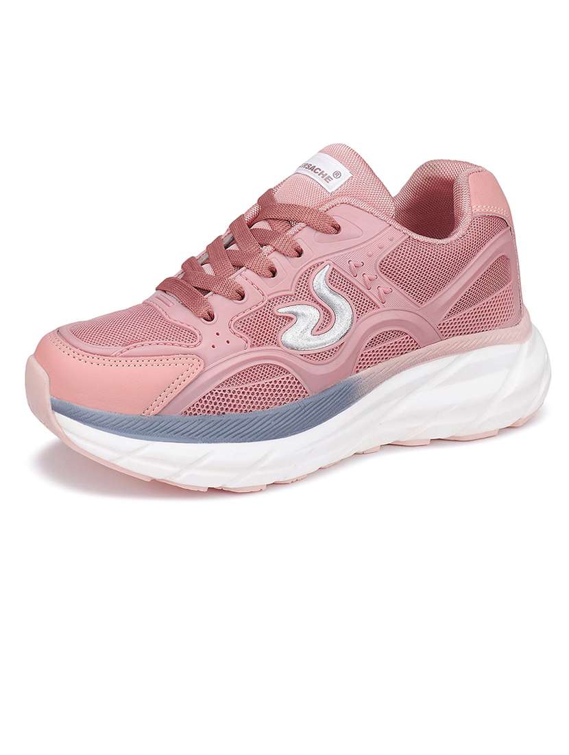 pink lace-up sports shoes