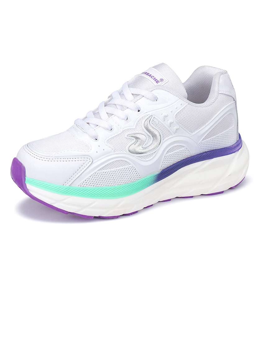 white lace-up sports shoes