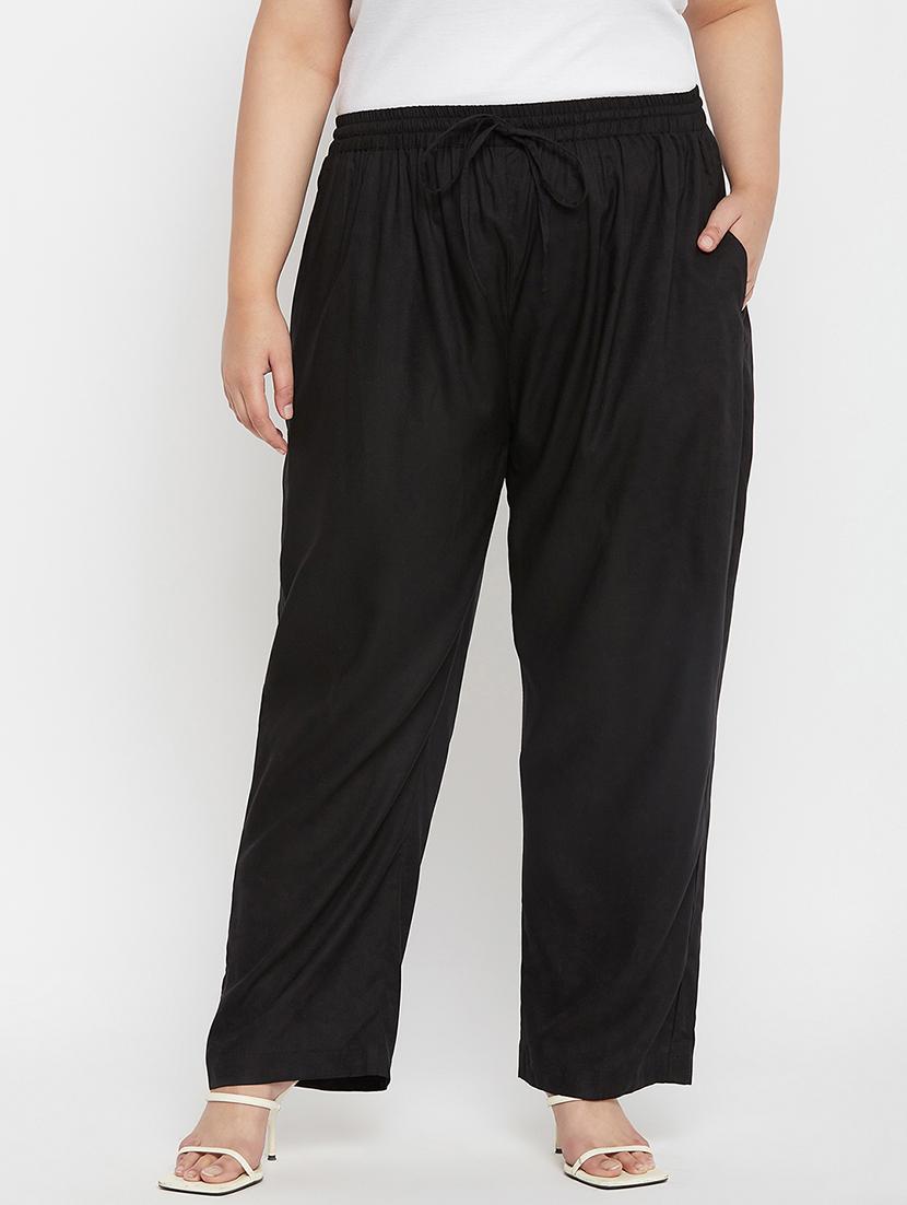 solid black rayon plus size palazzo - 21169163 -  Zoom Image - 0