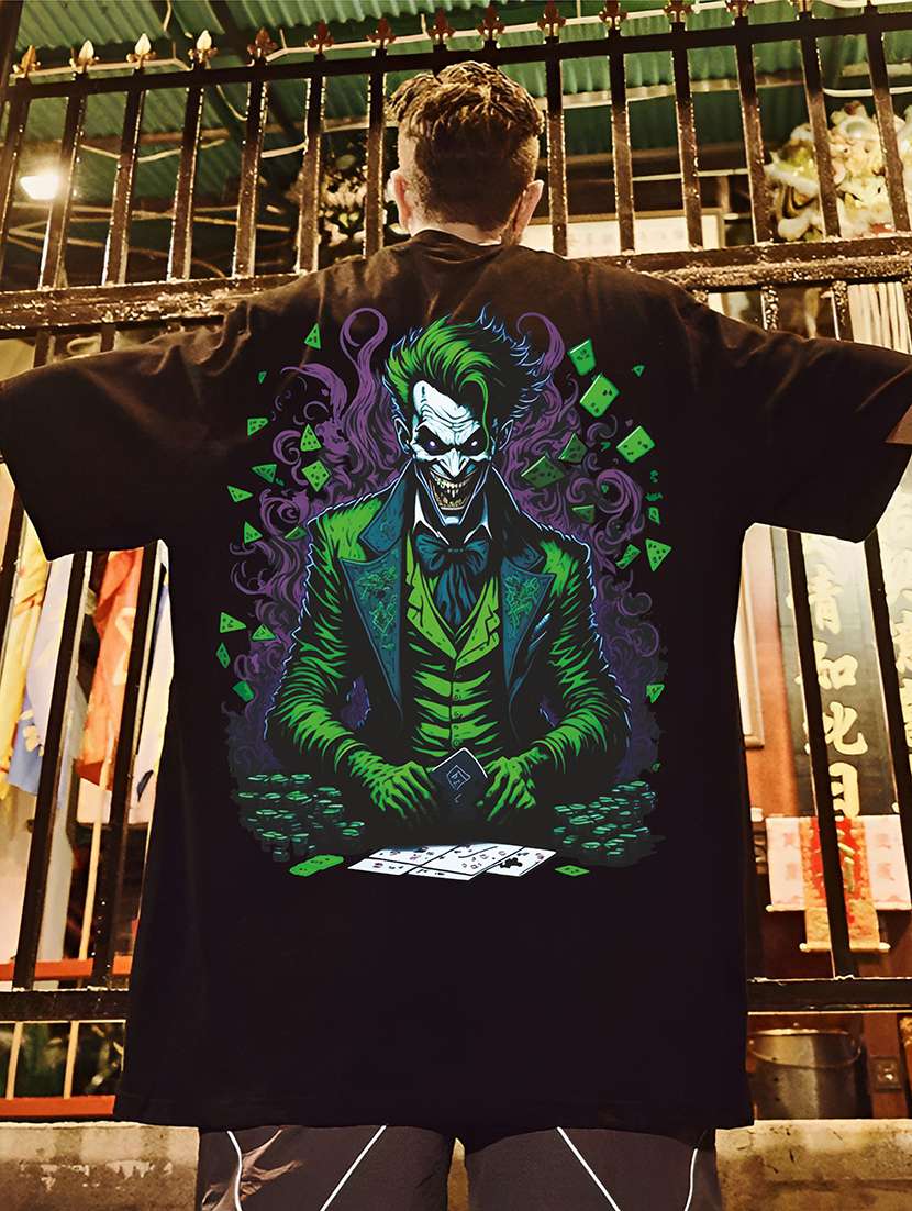 men black oversized cew neck front & back print t-shirt - 21169758 -  Zoom Image - 0