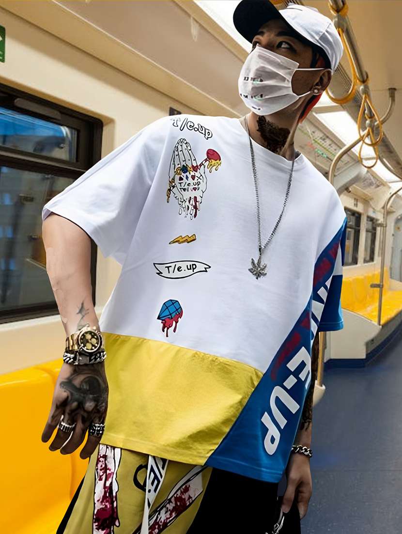 men color block oversized t-shirt