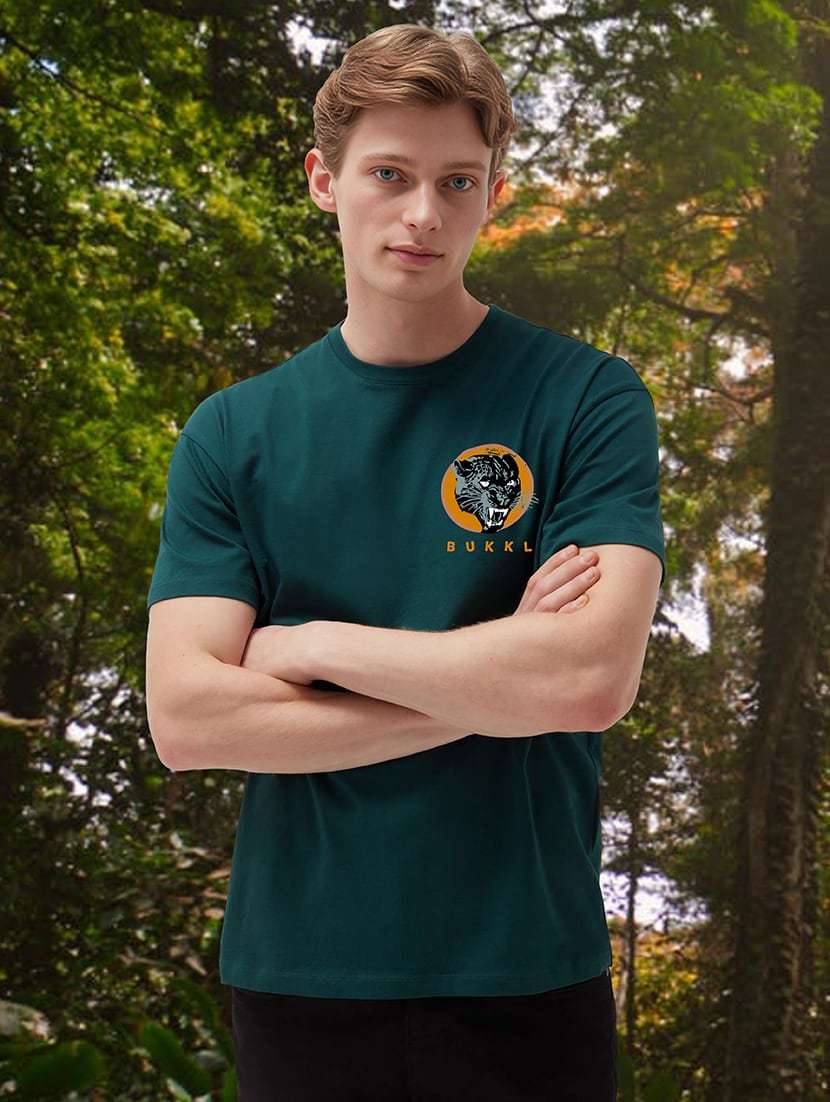 men back print round neck oversized t-shirt - 21169776 -  Standard Image - 1