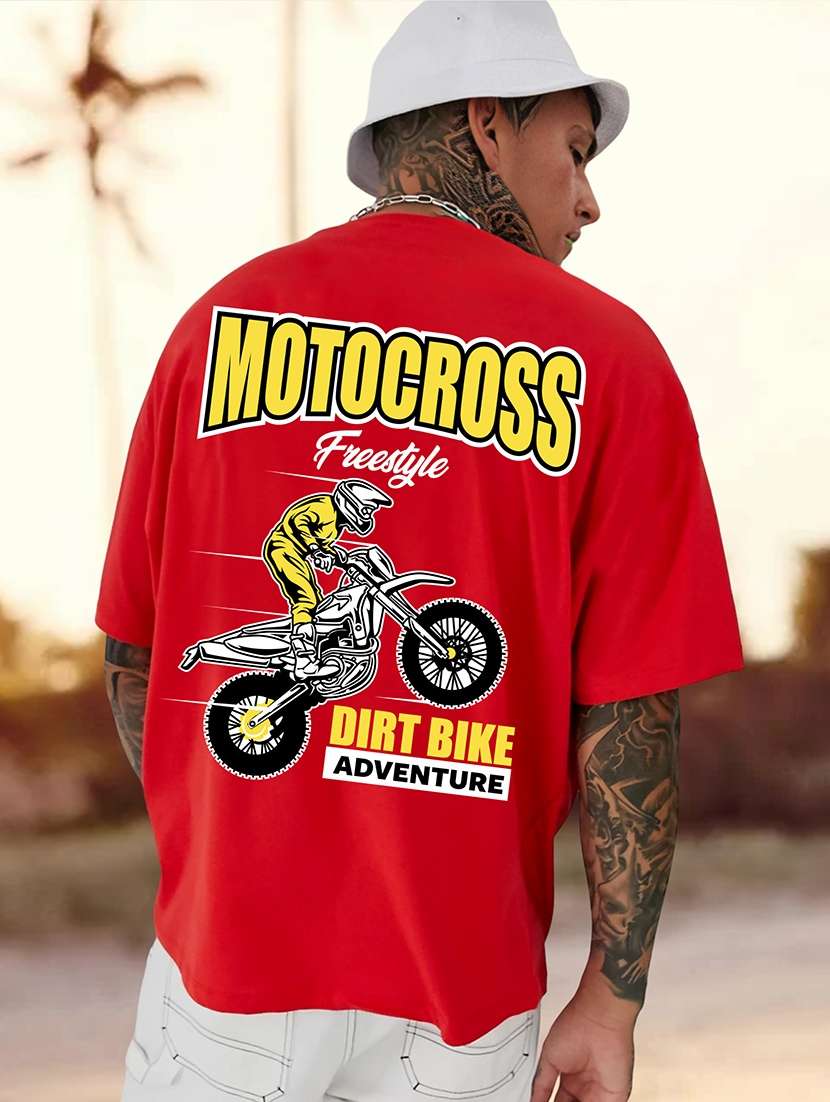 men back print round neck oversized t-shirt