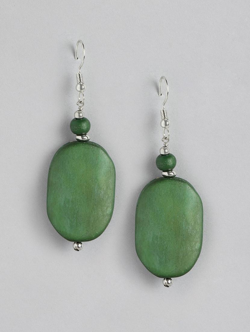 green metal drop earrings - 21170005 -  Zoom Image - 0