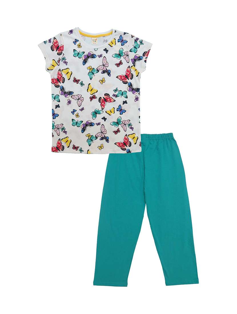 girls printed cotton pyjama nightwear set