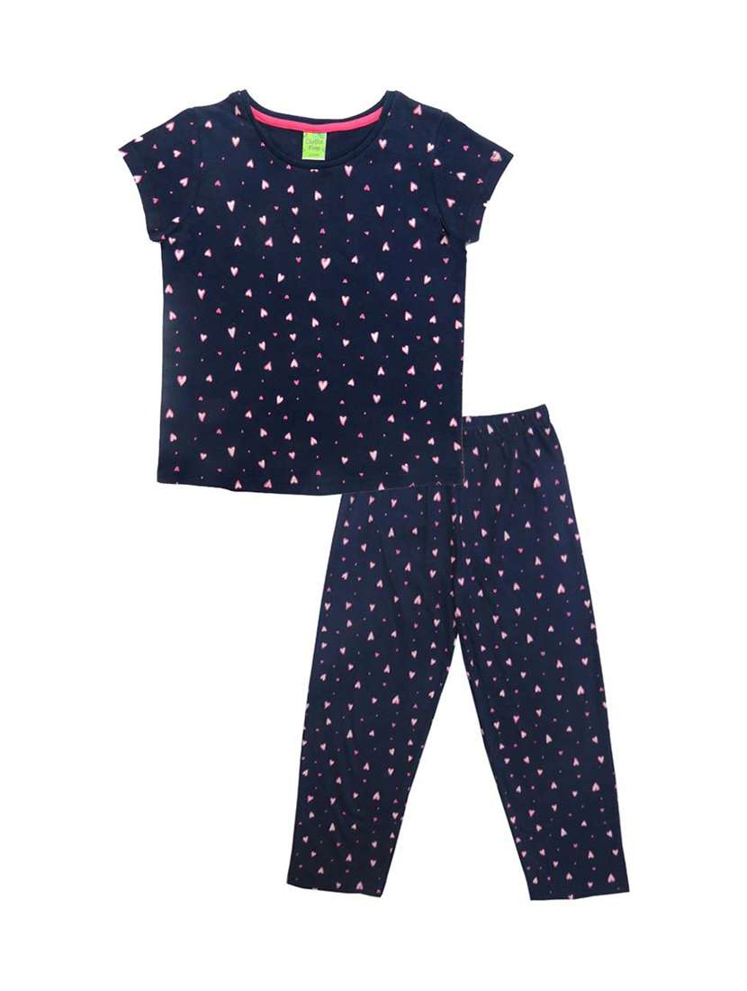 girls printed cotton pyjama nightwear set