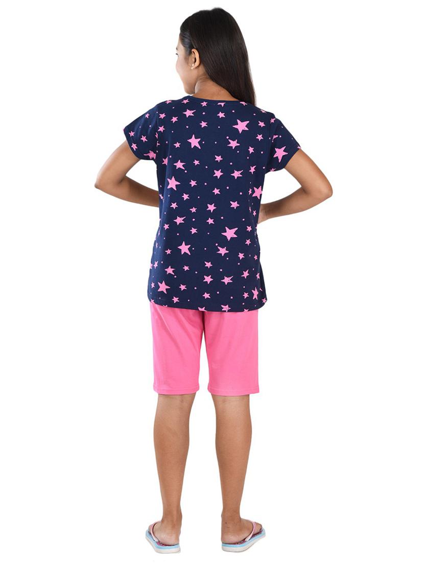 girls printed cotton capri nightwear set - 21170122 - Standard Image - 1