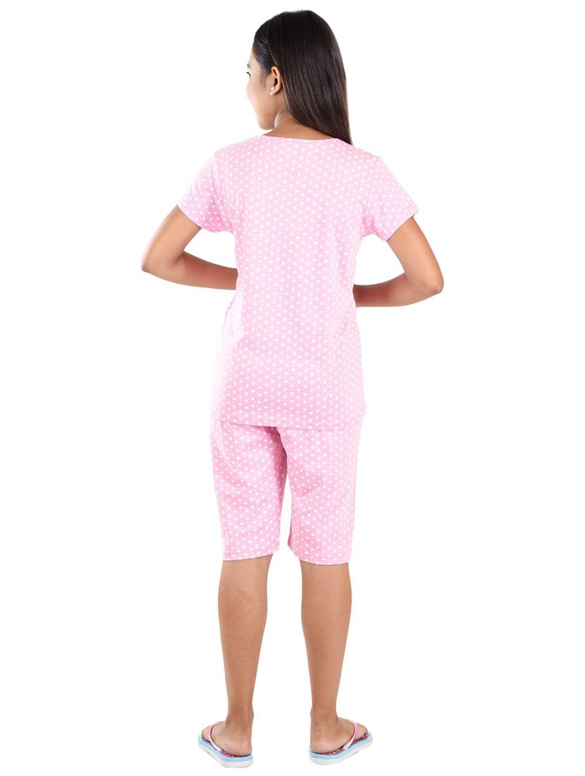 girls printed cotton capri nightwear set - 21170126 -  Standard Image - 1