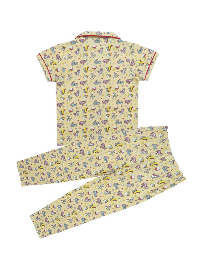 girls printed cotton pyjama nightwear set - 21170127 -  Standard Image - 1