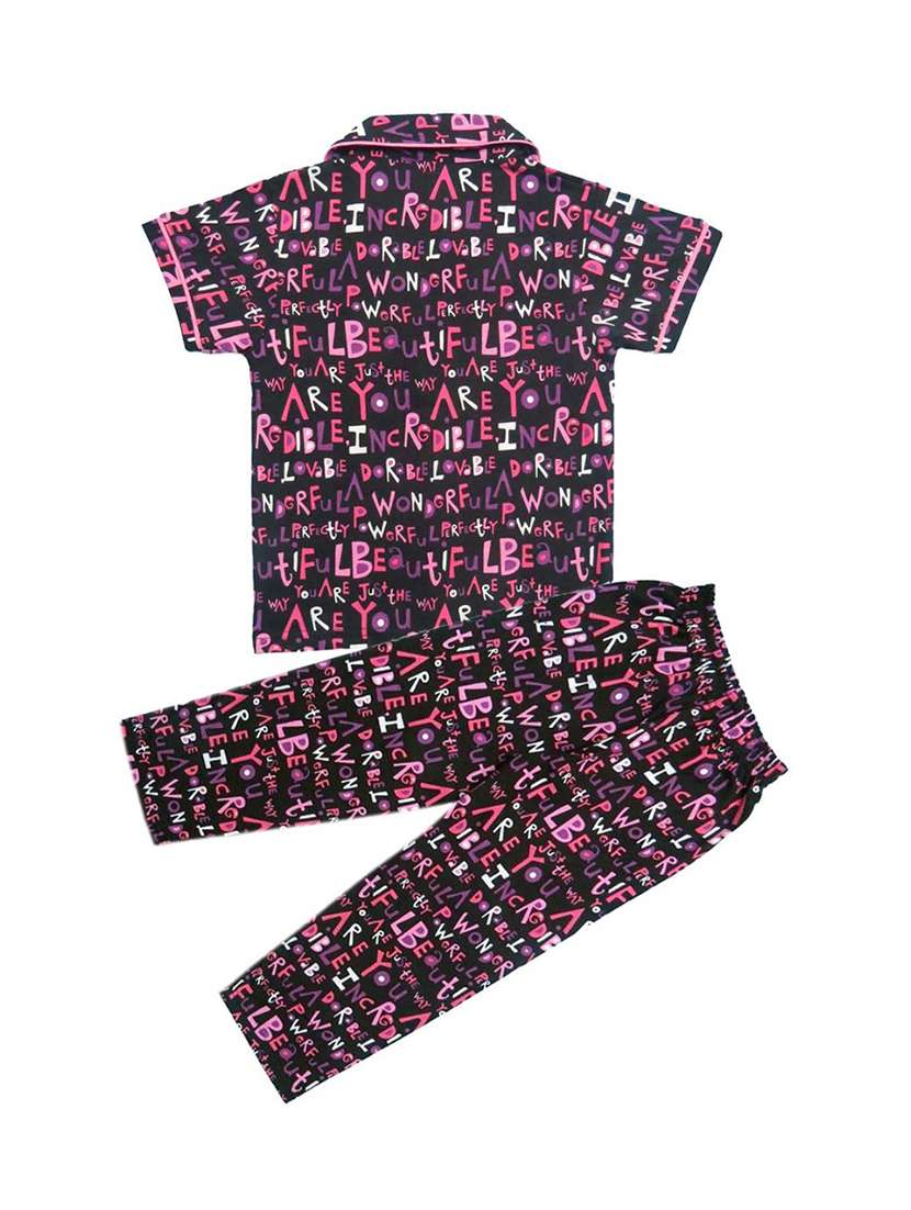 girls printed cotton pyjama nightwear set - 21170132 - Standard Image - 1