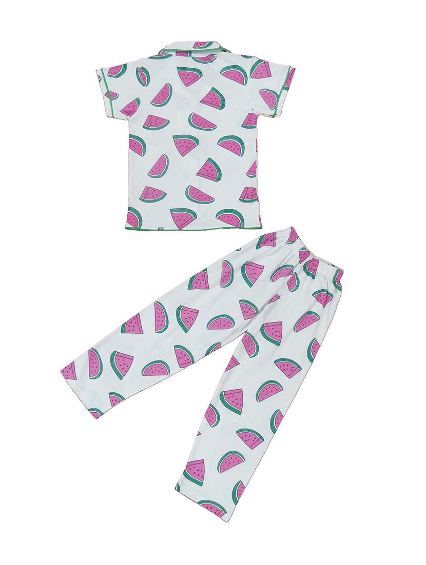girls printed cotton pyjama nightwear set - 21170139 - Standard Image - 1