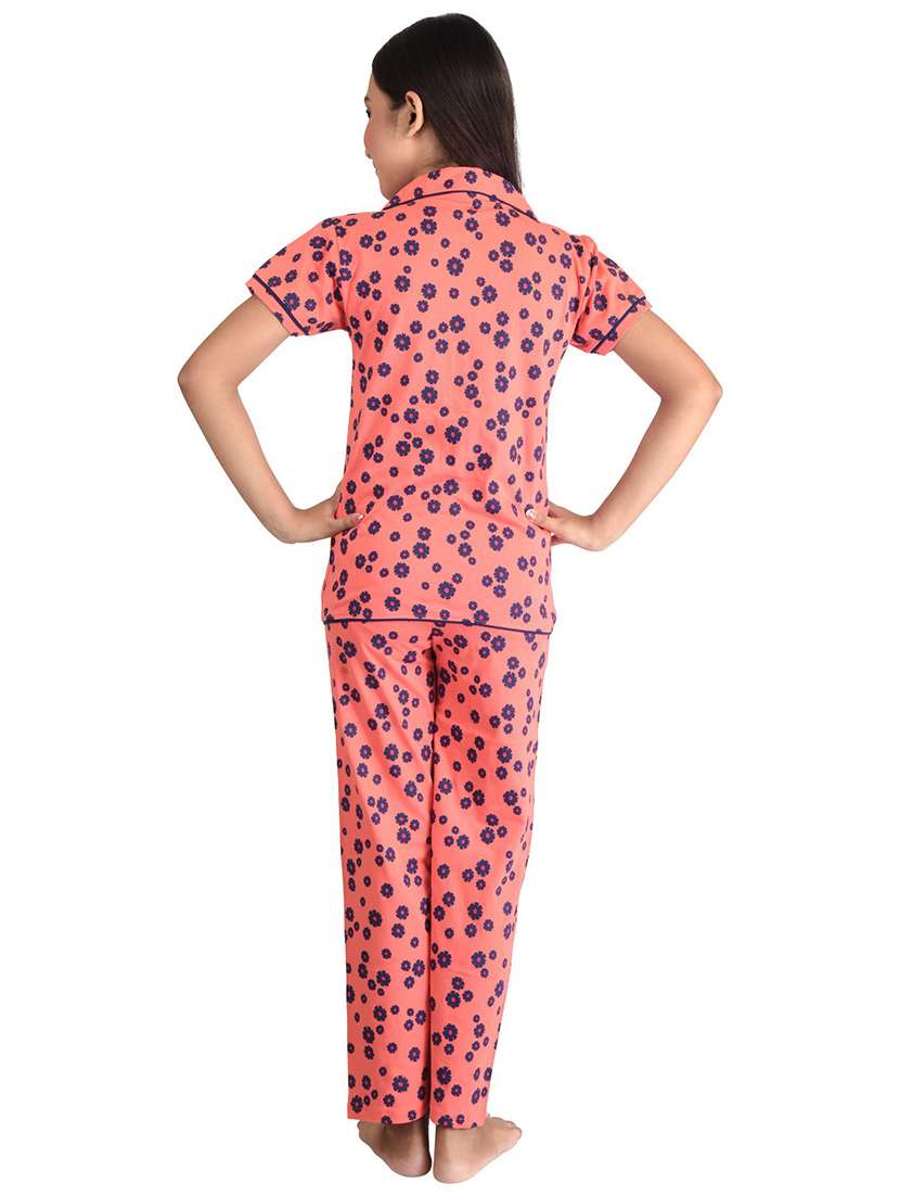 girls printed cotton pyjama nightwear set - 21170145 -  Standard Image - 1